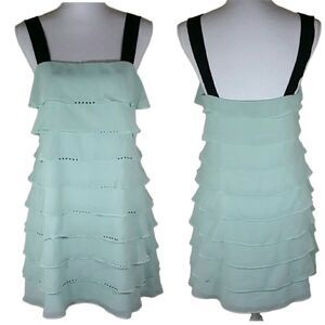 Victoria's Secret- Mint Green Chiffon Layered  Bedazzled Mini Dress, Size 12